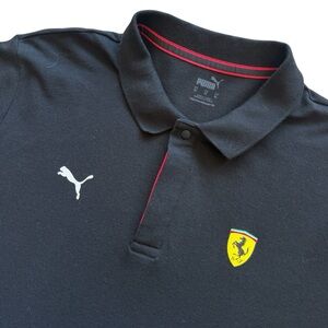 PUMA Scuderia Ferrari Polo Shirt Men's XL Black Short Sleeve F1 Italy Patch